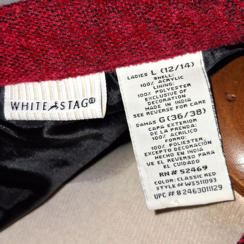 White Stag /Red Embroidered Cardigan Jacket- W Sz Large- 12-14 - Picture 6 of 6